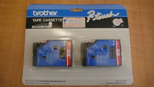 BROTHER P-TOUCH TC -21 RED ON WHITE TAPE CASSETTE LAMINATED LABELS TWIN PACK