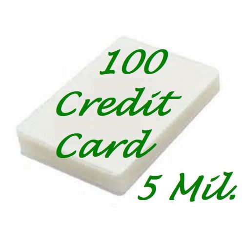 Credit Card 100 Pack Laminating / Laminator Pouch Sheets  5 Mil.  2-1/8 x 3-3/8