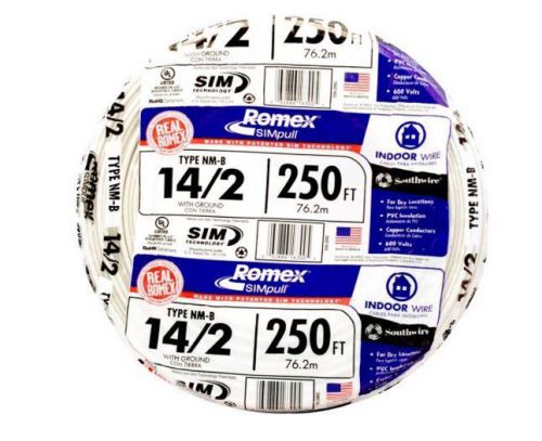 Southwire romex simpull 250-ft 14-2 non-metallic wire (by-the-roll) copper new for sale