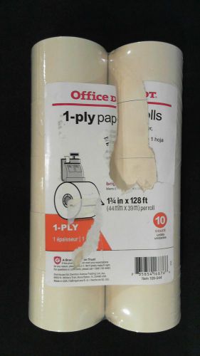 Office Depot 1-Ply Paper Roll Cash Register 1 3/4&#034;x128&#039; 10pk White 109-044