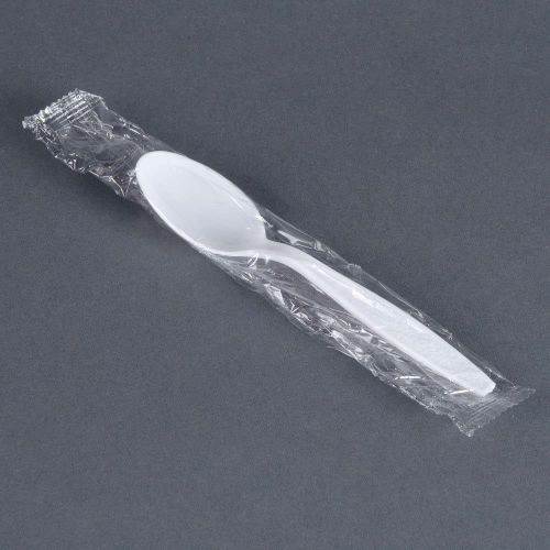 1000 Plastic Wrapped Tea Spoons White Disposable Utensil Catering Restaurant NEW