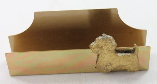 Gold Metal Polished Brass Scottie Dog Card Holder #D
