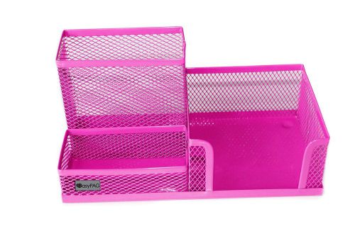 EasyPAG Mesh Desk Organizer Office Accessories with Pen Holder Pink