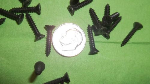 Lot of 100 #4 x 5/8&#034; inch long black flat head phillips screw zinc coated metal for sale
