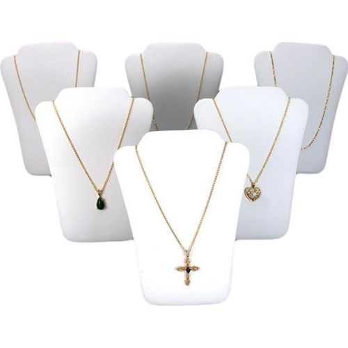 6 White Faux Leather Chain Necklace Jewelry Display