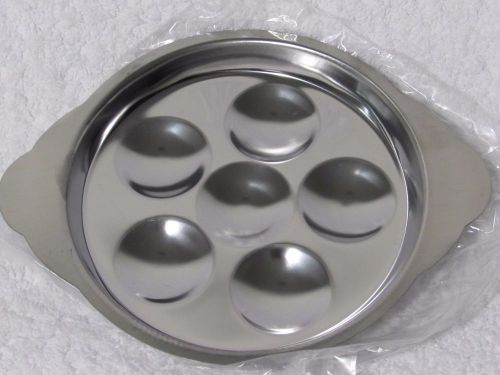 NEW 6 Hole Escargot Snail Plates Lot Of 12X STAINLESS STEEL FAST FREE SHIPPING