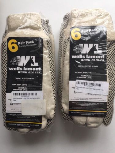 12 Pairs Wells Lamont 309k Dotted Canvas Work Gloves
