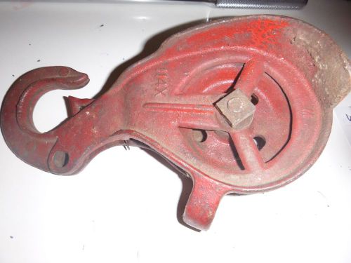 Antique 4.5&#034; x  sheave snatch block wire rope hoist rigging hook -sheave for sale