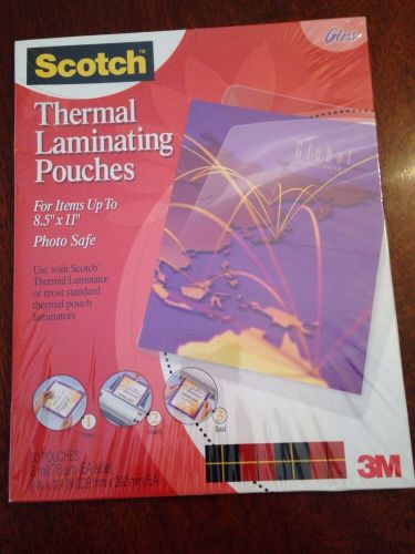 Scotch 3M THERMAL LAMINATING LAMINATOR POUCHES 9x11.4&#034; 50 Pouches New Sealed