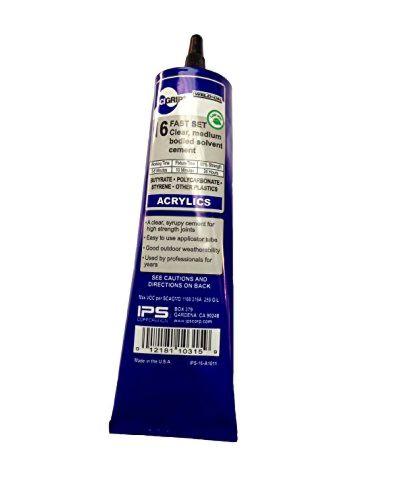 SCIGRIP 16 10315 Acrylic Cement, Low-VOC, Medium bodied, 5 Ounce Tube, Clear