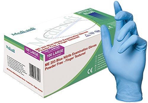 Medi-Express Medi-soft ME203-L-CS Nitrile Medical Grade Examination Glove,  3.5