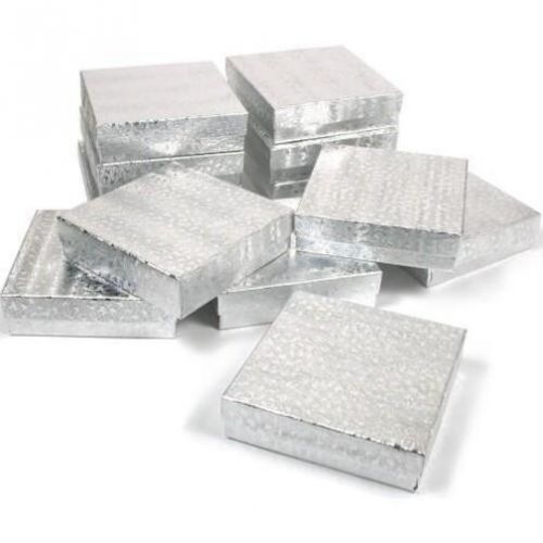 12 Silver Foil Cotton Filled Jewelry Gift Boxes 3 1/2&#034;