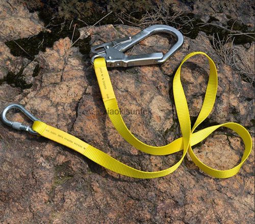 Outdoor Climbing Safety Harness Belt Lanyard &amp; Spring Snap Carabiner Buckle