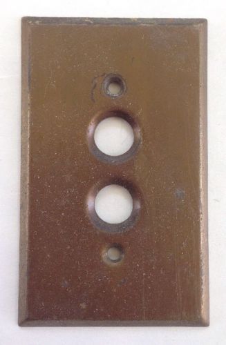 Greate patina  / antique brass push button switch plate gover - circa 1900s for sale