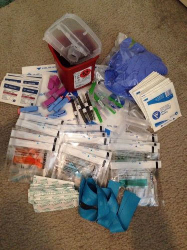 15 assorted butterfly needles, 10 straight needles, 10lancets w lots of supplies for sale