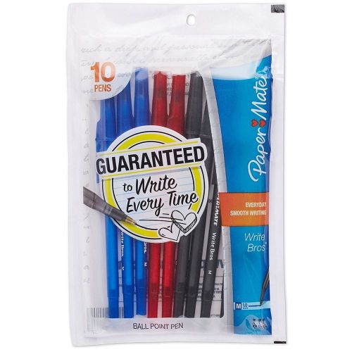 Paper Mate Write Bros Ball Point Cap-Pens, Assorted 10 ea (Pack of 5)