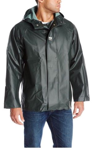 HELLY HANSEN 70300_490 Rain Jacket with Hood, Dark Green, Large