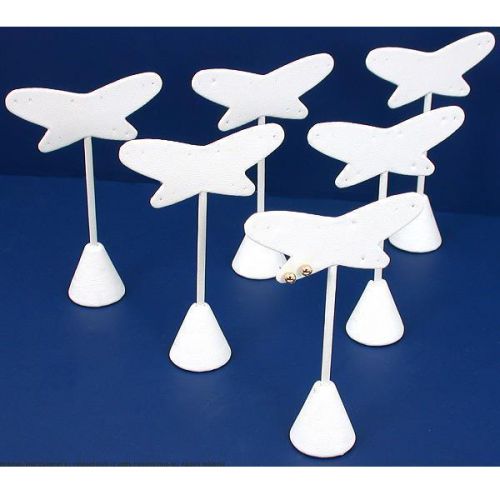 6 White Faux Leather Earring Displays 4 3/4&#034;