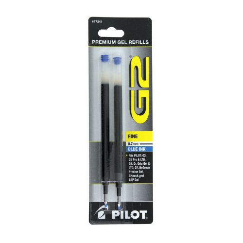 Pilot G2 Gel Ink Refill, 2-pack for Rolling Ball Pen, Fine Point, Blue (77241)