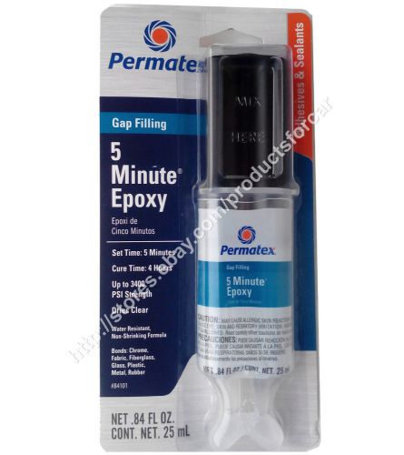 Permatex 5 minute Epoxy Gap filling bonds chrome Fabric Plastic Metal 84101 25ml