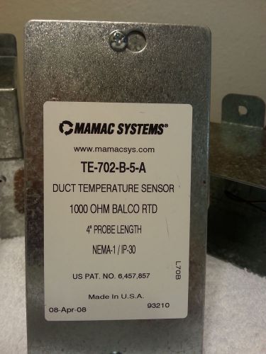 Mamac Systems LOT OF 5 Duct Temperature Sensor TE-702-B-5-A 4 inch length +FREE