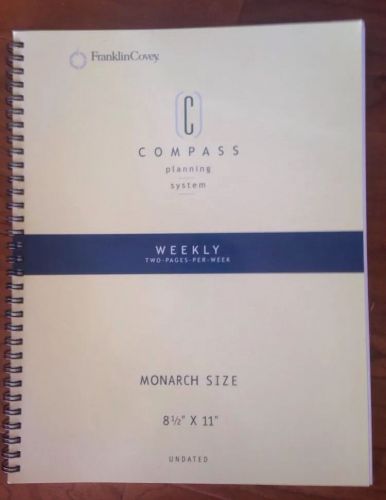 FRANKLIN COVEY Weekly 2 Pgs Per Week Monarch Sz 8 1/2&#034; X 11&#034; UNDATED Spiralbound
