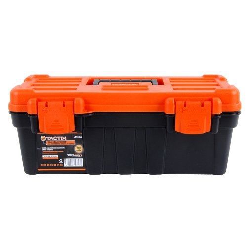 Tactix 320130 plastic tool box, 33cm, black/orange for sale