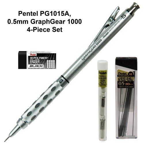 Pentel 4-piece Set, Pg1015a, 0.5mm Graph Gear 1000 Automatic Pencil