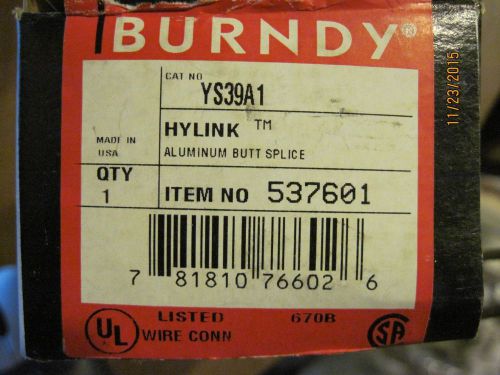 BURNDY HYLINK BUTT SPLICE YS39A1 Aluminum butt splice YELLOW 750 MCM
