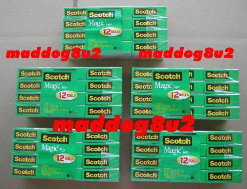 60 rolls * lot scotch magic tape refill 12 rolls/pkg  3/4 x 1000 inches, 810 k12 for sale