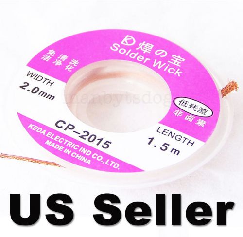 DESOLDERING BRAID SOLDER REMOVER WICK 5 FT. 2.0MM NEW FREE SHIP! USA 400-168