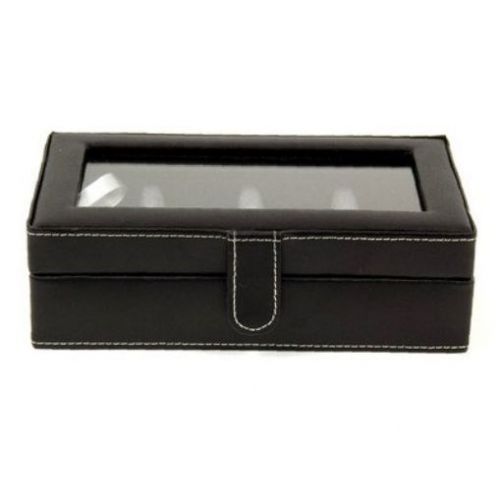 Genuine Leather 12 Cufflink Box with Glass Top Display
