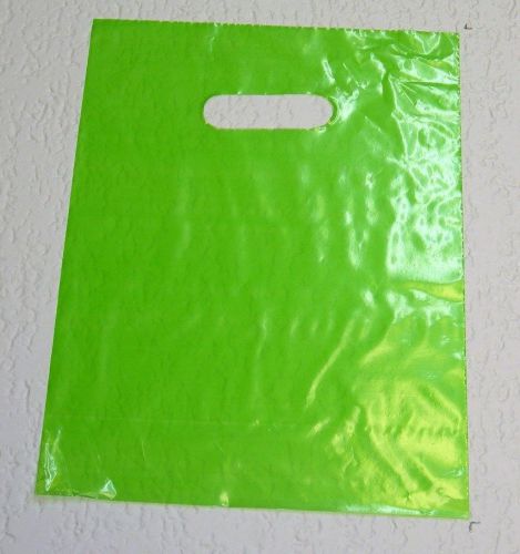 100 LIME 12 x 15 PLASTIC MERCHANDISE PARTY GIFT BAGS