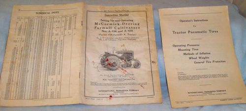Vintage mccormick deering farmall tractor cultivator corn instruction book 1940 for sale