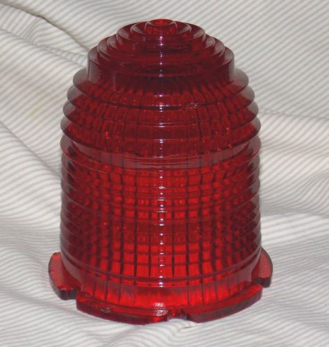 VINTAGE LINTERN CORP. INDUSTRIAL RED RIBBED SAFETY LIGHT GLASS GLOBE