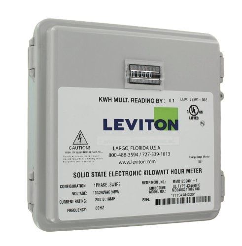 Leviton 6s201-d02 2ph, 3w, 240v, small outdoor enclosure, 01 installed meter, for sale