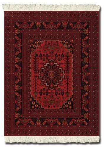 Lextra Antique Red Afghan MouseRug, 10.25 x 7.125 Inches, Black, White and Dark