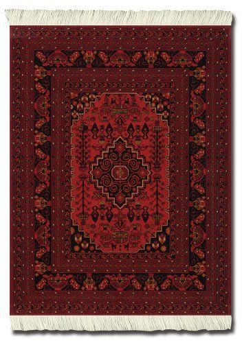 Lextra Antique Red Afghan MouseRug, 10.25 x 7.125 Inches, Black, White and Dark