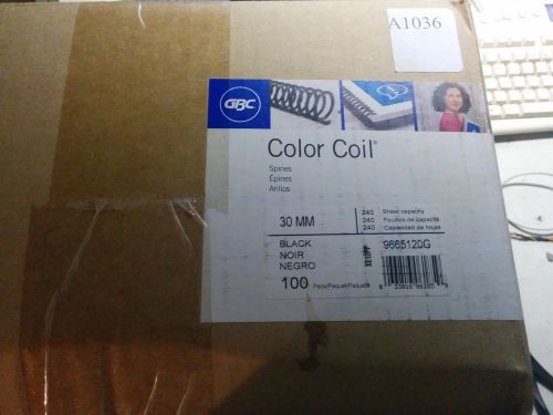 A1036 9665120G Color Coil 30 mm 12&#034; GBC Spiral Plastic Coil Binds Black 100 Pcs