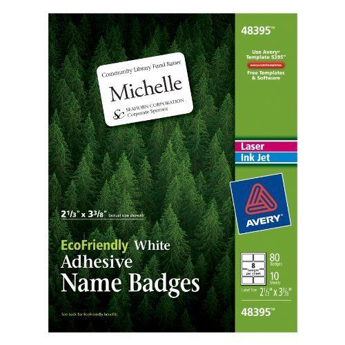 Avery EcoFriendly Name Badge Labels for Laser and Ink Jet Printers, 2.333 x