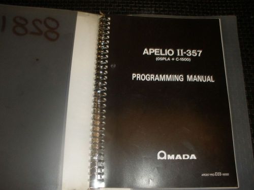 Amada APELIO III-357 05PLA+C-1500 Programing Manual
