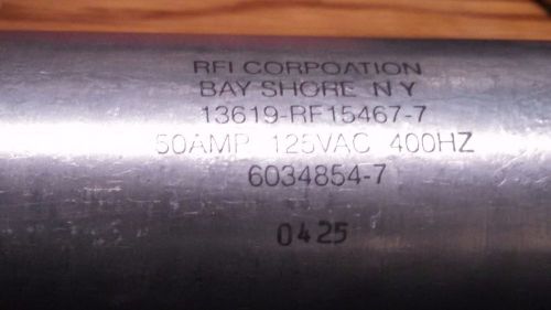 RFI Filter,13619-RF15467-7,6034854-7,50 amp,125vac,400hz,RFI Corporation