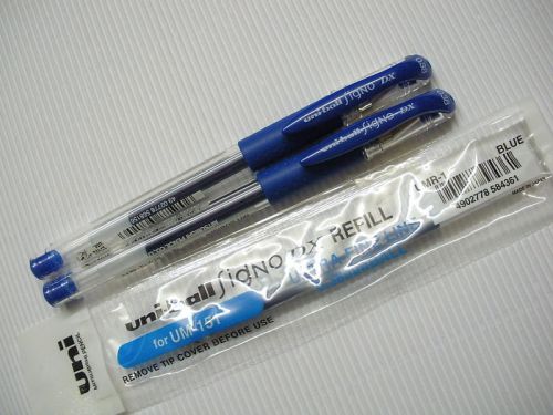 (2 pens + 4 refills Set) Uni-ball UM-151-0.38mm ultra fine roller ball pen, Blue