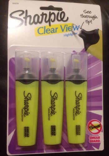 Sharpie Clear View Highlighter, Chisel Tip, 3-Pack, Yellow, New