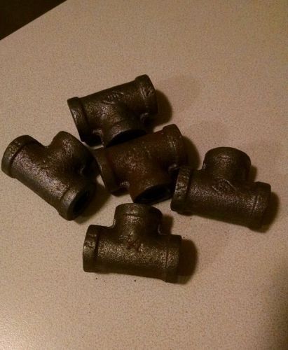 1/4&#034; tee black iron plumbing fitting; lot of 5 cifunso pipe fittings for sale