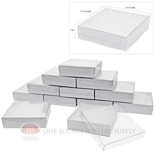 12 White View Top 3 1/2&#034; X 3 1/2&#034; Cotton Filled Gift Boxes Jewelry Box