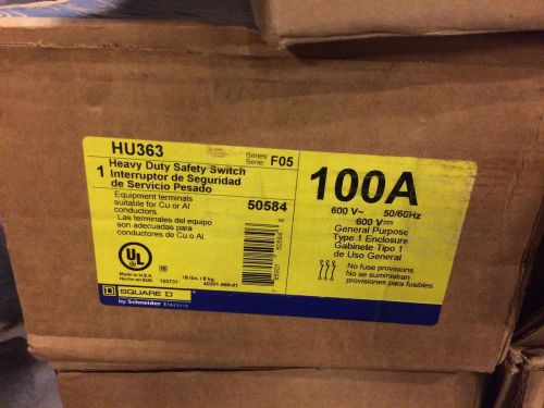 New square d hu363  100 amp 600v non fused safety switch disconnect nib for sale