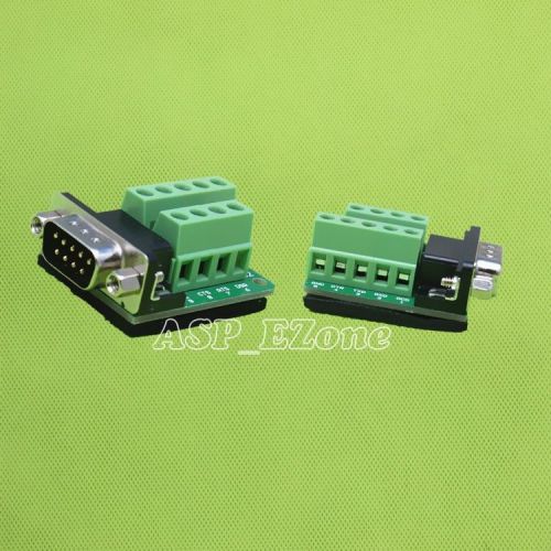 2PCS DB9-G2 DB9 Nut Type Connector 9Pin Male Adapter RS232 to Terminal