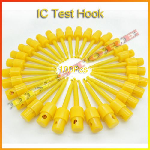 100 xYellow Mini Test Hook Clip Case for Tiny Component SMD IC+free shipping