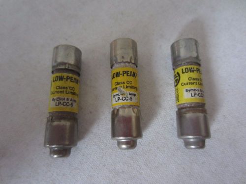 Lot of 3 Bussmann LP-CC-5 Fuses 5A 5 Amps Tested